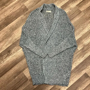 Hollister Chunky Crochet Knit Marled Blue Open Front Cardigan Sweater Womens M/L